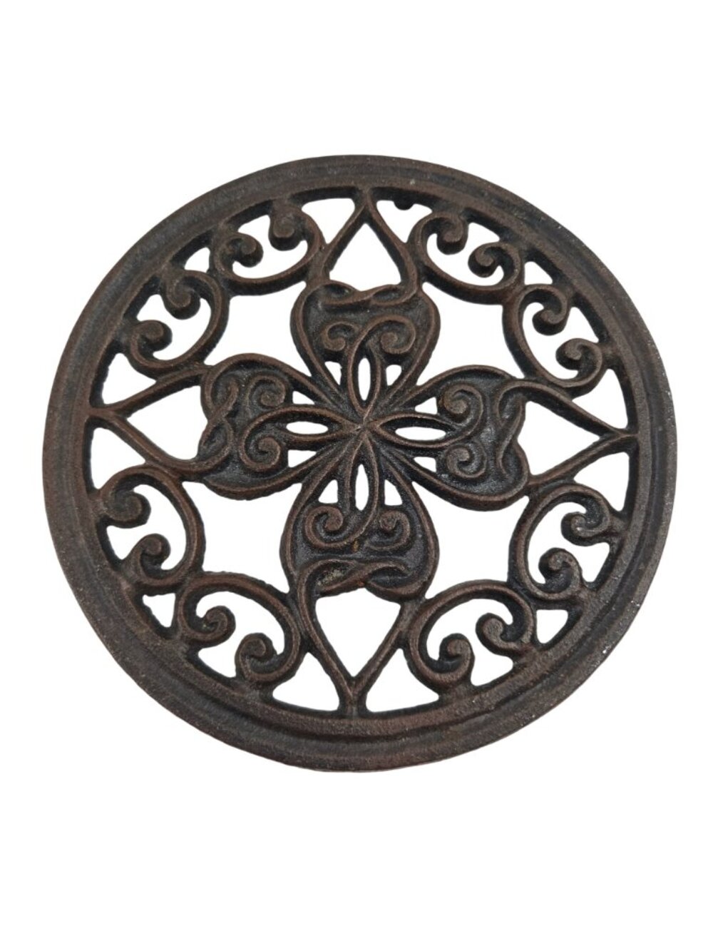 Cast Iron Decorative Trivets Set Of 3 Round Intricate Floral Scrollwork Design - Picture 2 of 10